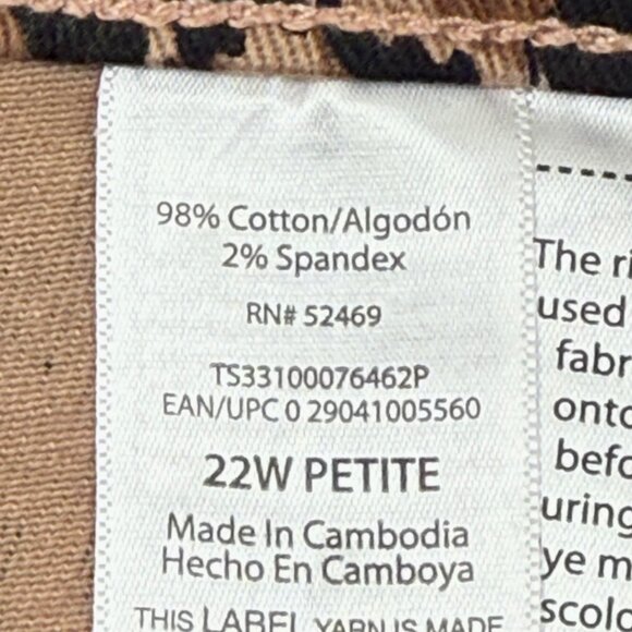 Terra & Sky Women Straight Stretch Brown Black Leopard Denim Jeans Plus 22WP NWT - Picture 6 of 10